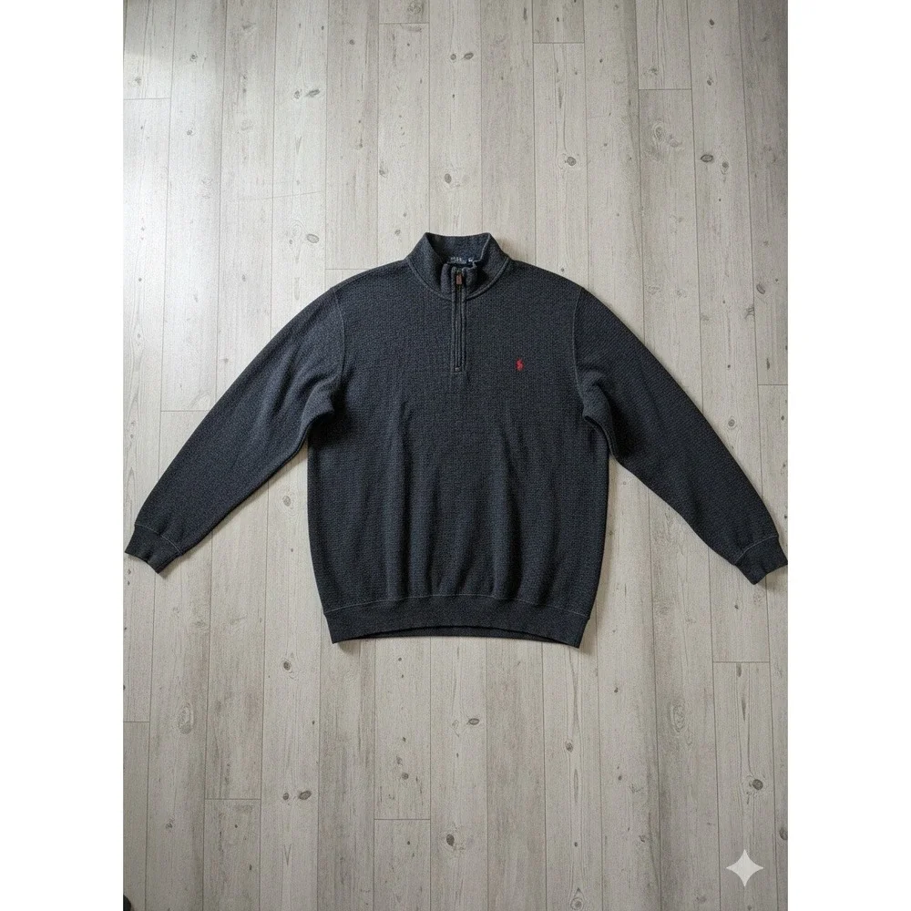 Polo Ralph Lauren‎ Charcoal Quarter Zip Cotton Pullover Men's 2XLT